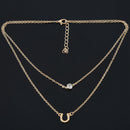 Single Letter U Piercing Flash Double Layer Alloy Necklace Z1A7