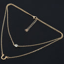 Single Letter U Piercing Flash Double Layer Alloy Necklace Z1A7