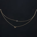 Single Letter U Piercing Flash Double Layer Alloy Necklace Z1A7