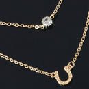 Single Letter U Piercing Flash Double Layer Alloy Necklace Z1A7