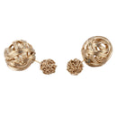 Women Crystal Double Ball Earrings Jewelry golden E6M1