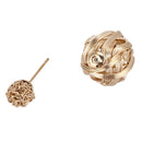 Women Crystal Double Ball Earrings Jewelry golden E6M1