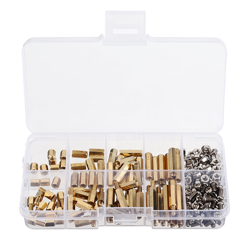 Suleve M3BH9 180Pcs M3 Male-Female Brass Hex Column Standoff Support Spacer Pillar Stainless Steel Screws Nuts for PCB Board