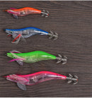 LEO 1pc 10/11/13cm LED Wooden Shrimp Fishing Lure Luminous Squid Jig Hard Bait Fishing Tackle