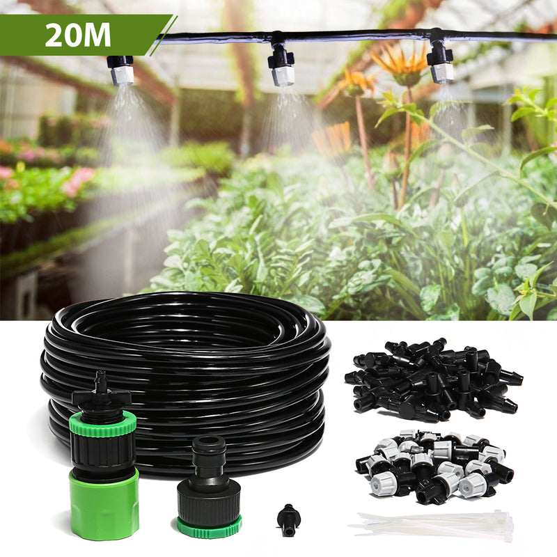 20m Hose Mist Cooling System Garden Water Drip Irrigation Watering System Tool Sprinkler Nozzle