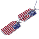 2 PCS Alloy Pendant Necklace Pendant Red and White Stripes USA American Fla L5D1