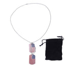 2 PCS Alloy Pendant Necklace Pendant Red and White Stripes USA American Fla L5D1