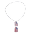 2 PCS Alloy Pendant Necklace Pendant Red and White Stripes USA American Fla L5D1