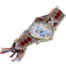 Women Girl Hand Braided Bracelet Butterfly Quartz Watch (Color 8) Z7W3