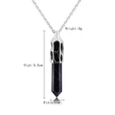 Men 316L Stainless Steel Hexagon Prism Retro Pendant Artificial Stone Necklace Jewelry