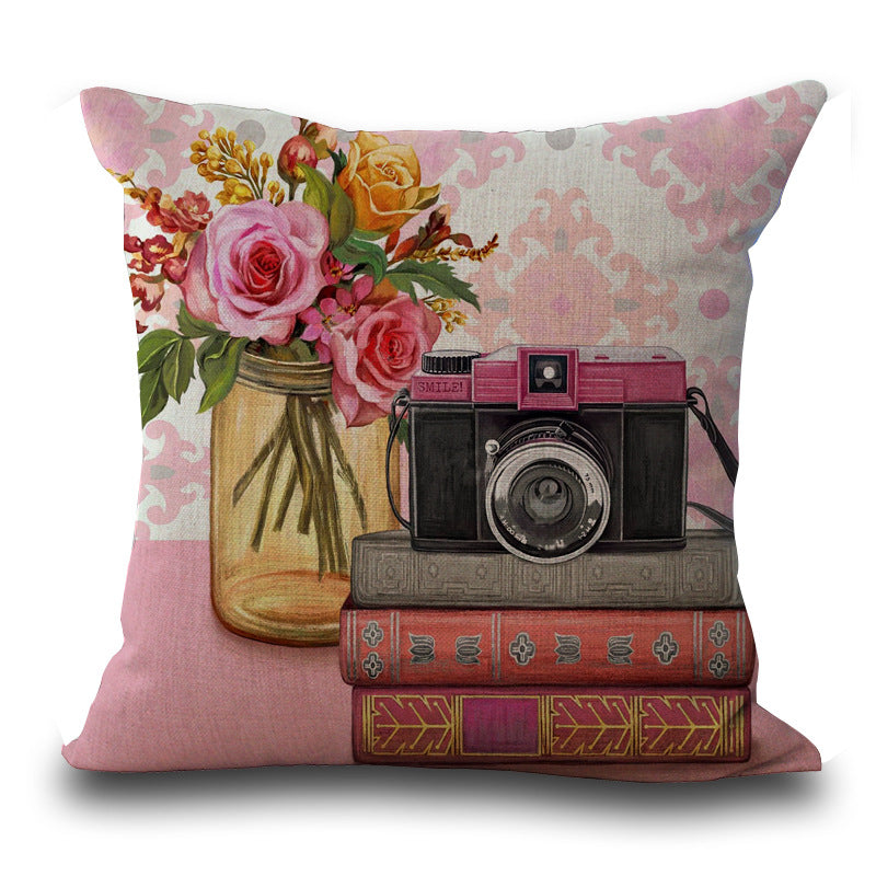 Retro Style Decoration Cushion Ccover Square Cotton Linen Pillow Case
