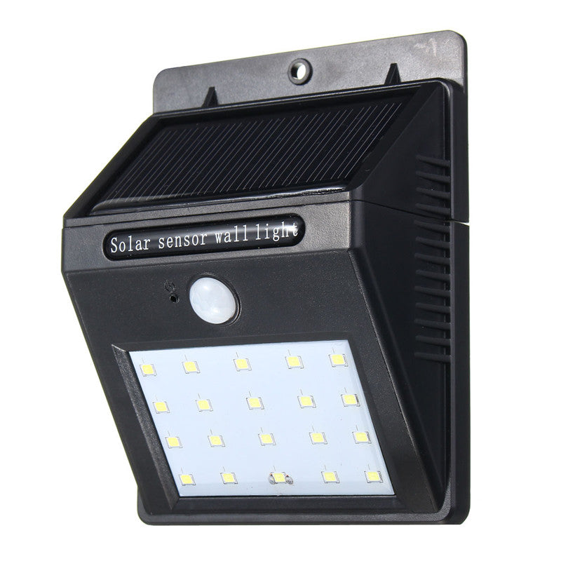 Solar Power 20 LED PIR Motion Sensor Wall Light Waterproof Outdoor Lamp