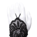 Women's Embroidery Fingerless Long Wedding Marriage Gloves Black