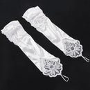 Folds Lace Embroidered bridal satin wedding dress protection sleeve white
