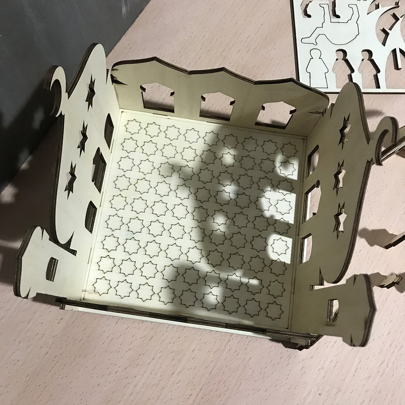 Self-Assembly Puzzle Wooden Model Building Kits Islamic House Stand Rack Ramadan Gifts Decorations