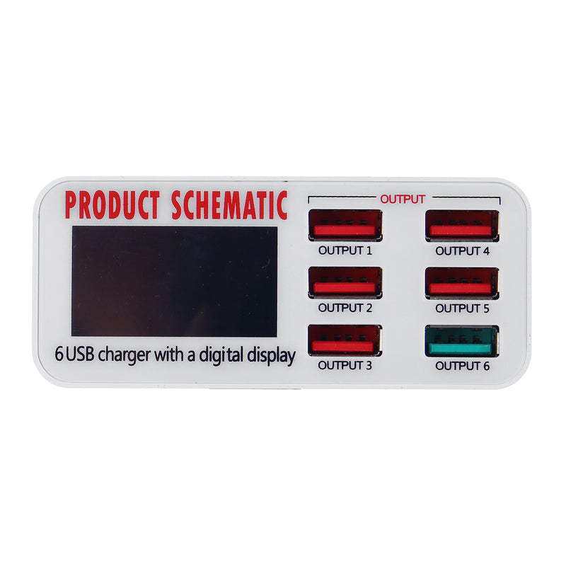 Digital USB Charger 6 Multi Port Fast Charging Station High Speed Desktop Travel
