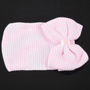 Newborn Baby Hospital Hat Beanie With Bow Cute Soft Sweet Baby Caps (Pink)