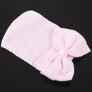 Newborn Baby Hospital Hat Beanie With Bow Cute Soft Sweet Baby Caps (Pink)