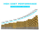 Drillpro 99Pcs Titanium Coated Twist Drill Bit Set 1.5mm-10mm High Speed Steel Drill Bit with Box for Wood Metal