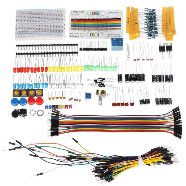 Geekcreit Electronic Components Base Starter Kits With Breadboard Resistor Capacitor LED Jumper Cable With Plastic Box Package For Geekcreit Arduino - products that work with official Arduino boards