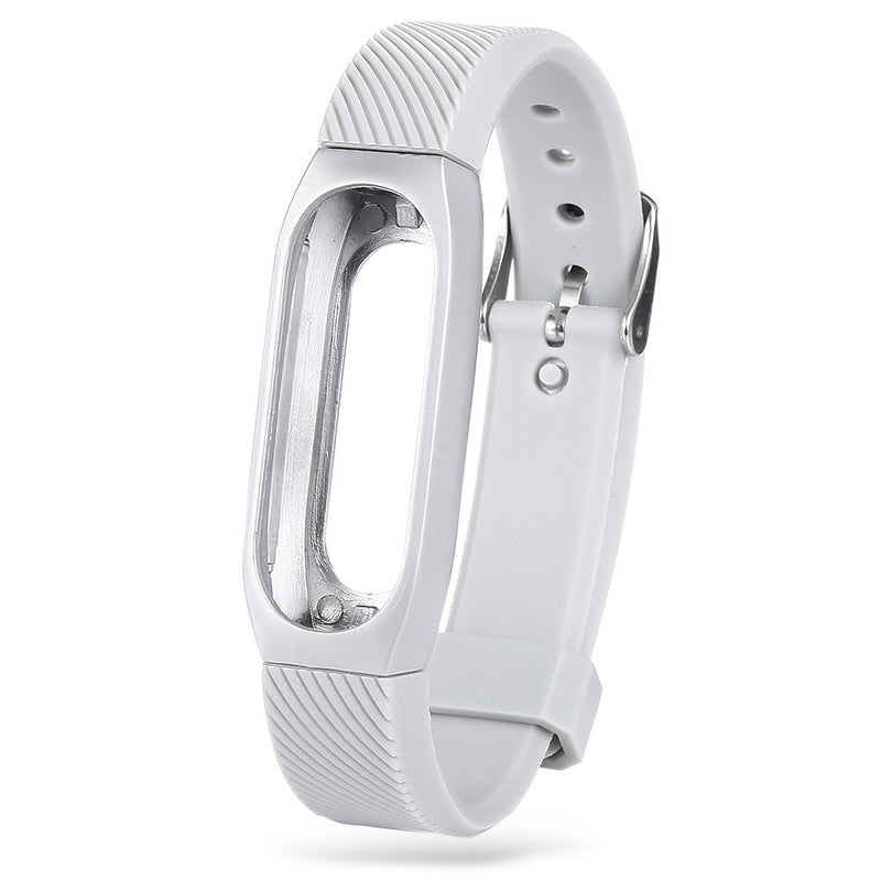 Replacement 14mm Rubber Strap Metal Case  Bracelet Wristband for Xiaomi Miband 2