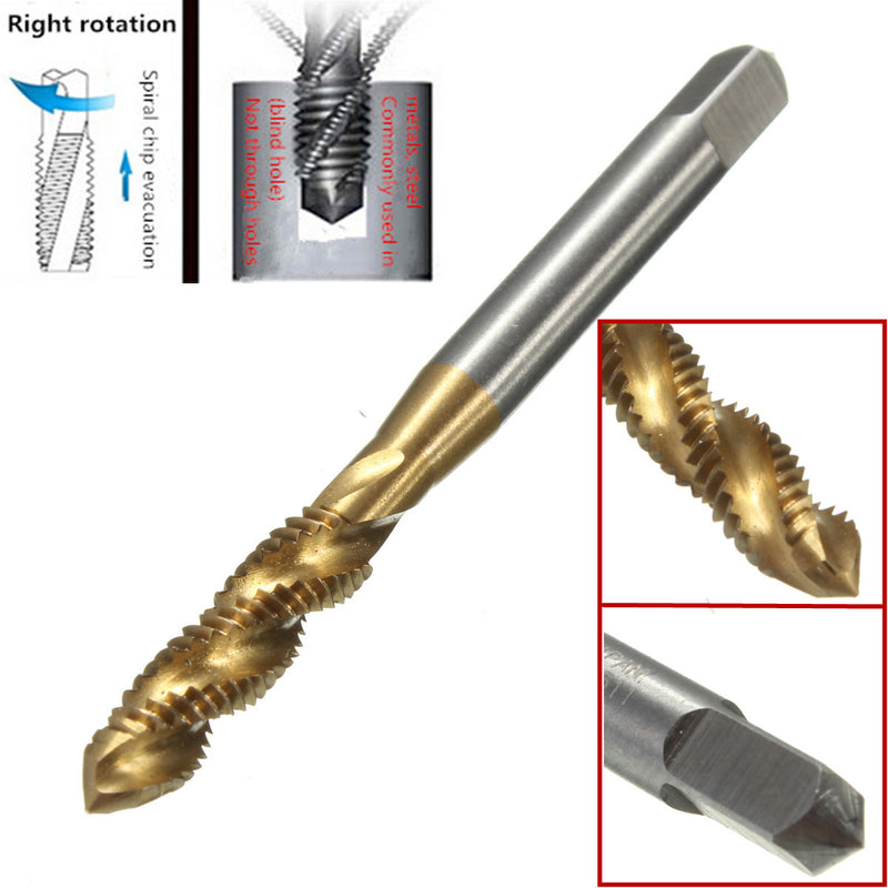 5Pcs M3 M4 M5 M6 M8 Titanium Coated HSS Screw Tap Metric Spiral Tap Drill