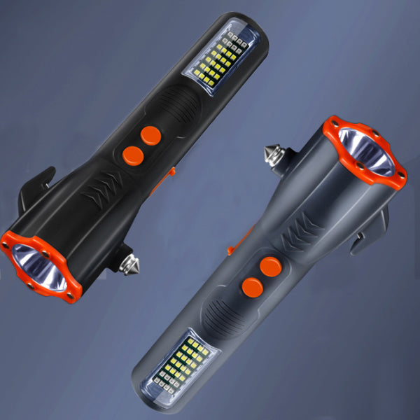 Warsun FF911 6 In 1 40 Lumens USB Rechargeable Flashlight 2 18650 Flashlight Emergency Harmer Cutter Work Lamp Camping Hunting Portable Emergency Lantern