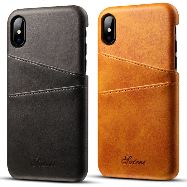 Premium Cowhide Leather Card Slot Protective Case For iPhone XS