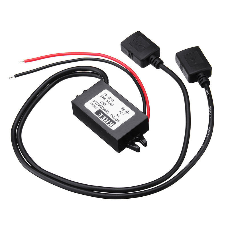 KREE DC 12V to DC 5V 3A to Double USB Interface Power Supply Converter Step-Down Converter
