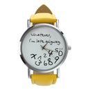 "whatever i am late anyway "English alphabet Cartoon digital Leather Wrist