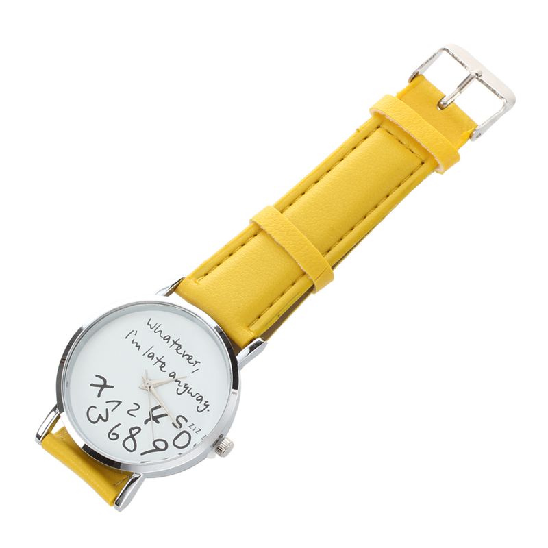 "whatever i am late anyway "English alphabet Cartoon digital Leather Wrist