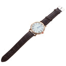 Men's Round Dial Roman Numerals Quartz Wrist Watch Brown