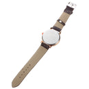 Men's Round Dial Roman Numerals Quartz Wrist Watch Brown
