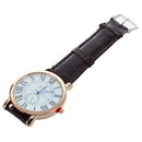 Men's Round Dial Roman Numerals Quartz Wrist Watch Brown