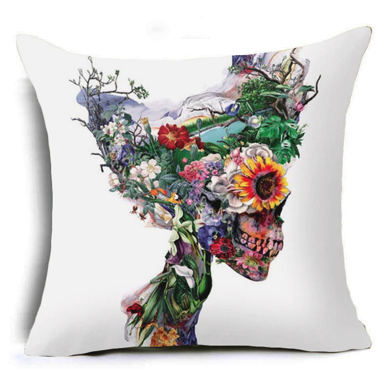 Honana 45x45cm Home Decoration Oil Painting Animals and Skull 6 Optional Patterns Pillow Case