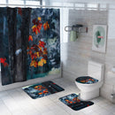 1.8M Maple Prints Bath Shower Curtain Fabric Bathroom Decor Set with 12 Hooks