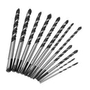Drillpro 10pcs 1/8 1/4 5/16 3/8 1/2 Masonry Drill Bits Twist Drill Set for Tile Brick Cement Concrete