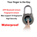 Smart bluetooth Fingerprint Padlock Phone APP Unlock Waterproof IP66 Stainless Steel Security Door Lock For Luggage/Cabinet/Drawer/Bike