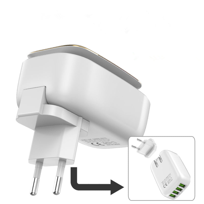 TOPK 4.4A QC3.0 22W LED Light 4 USB Ports Charger EU Adapter for Nokia X6 Xiaomi Mi A2 Pocophone F1