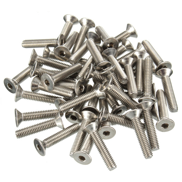 Suleve M4SH2 50pcs Metric M4 Stainless Steel Countersunk Flat Head Hex Socket Cap Screw Bolts