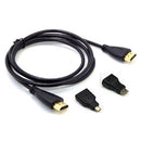 3 in 1 HDMI to Mini & Micro HDMI V1.4 Converter Adapter Cable Black, 2M