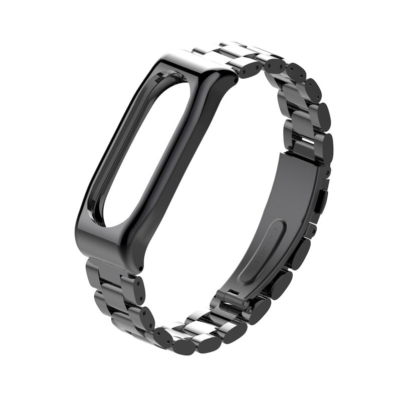 Mijobs Classic Three-bead Wristband Replacement Metal Watch Band for Xiaomi mi band 2 Smart Watch
