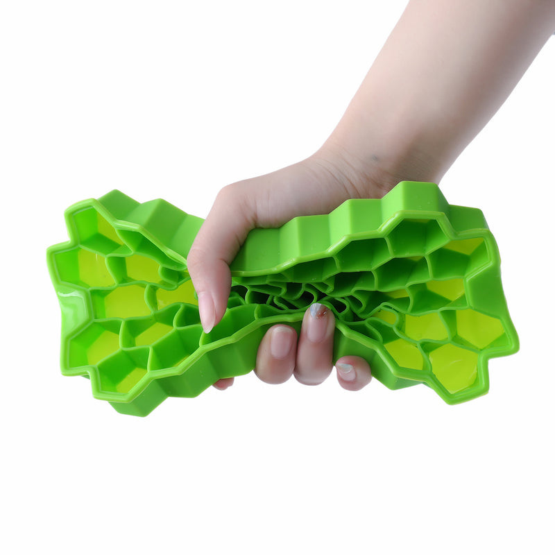 Godmorn 2 Packs of 74 Cubes Hexagon Silicone Ice Cube Mould Ice Mold with Lid for Baby Food And Bar