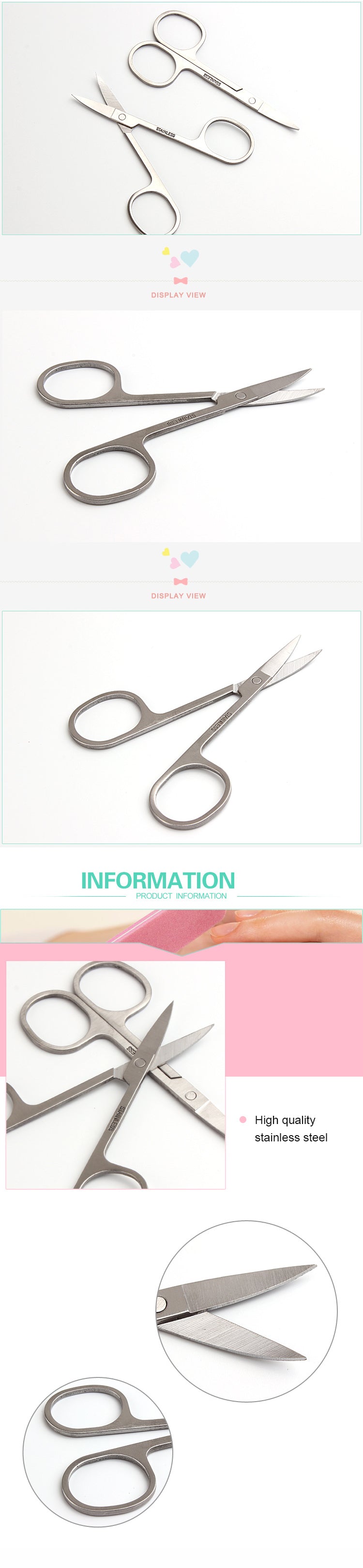 Stainless Steel Manicure Scissors Cutter Eyebrow Scissor Eyebrow Trimmer Eyebrow Eyelashes Nose Hair Scissor Nail Makeup