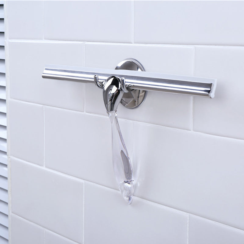 Clear Suction Attach Bathroom Shower Window Squeegee 12'' Blade Stainless Steel Plastic Cleaning Brush