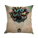 Romantic Beautiful Pillow Cover Butterflies Cotton Linen Cushion Cover Pillow Case