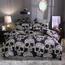 3 PCS Bedding Sets Skull Printing Quilt Cover Pillowcase For Queen Size
