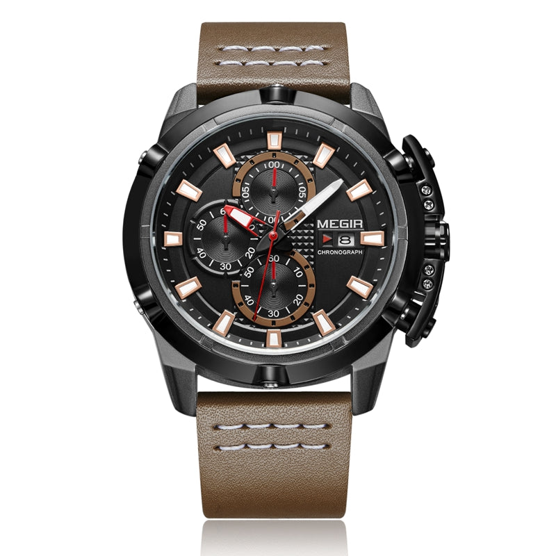MEGIR 2062 Men Watch Sport Creative Chronograph Luminous Male Quartz Wrist Watch