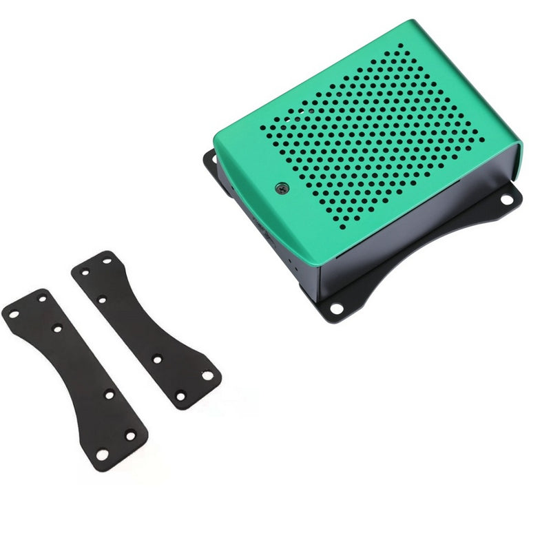 Green Housing Aluminum Alloy Case Dual Mounting Plate Protective Shell Metal Enclosure fit for Raspberry Pi 4 Model B