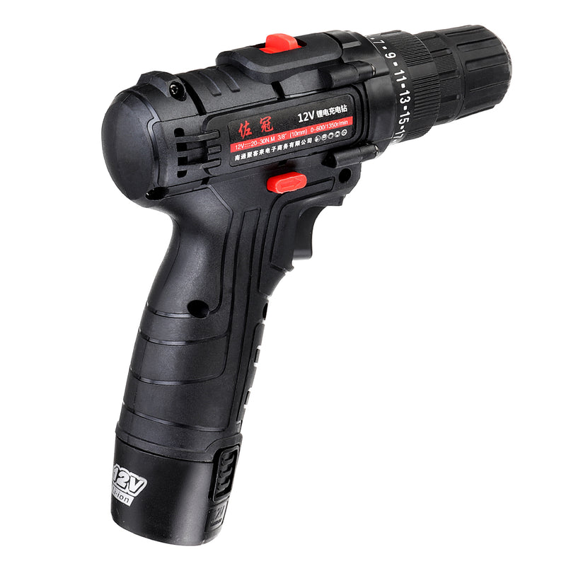12V Electric Cordless Drill Chuck 2 Speed Screwdriver Hammer LED Light 1500mAh